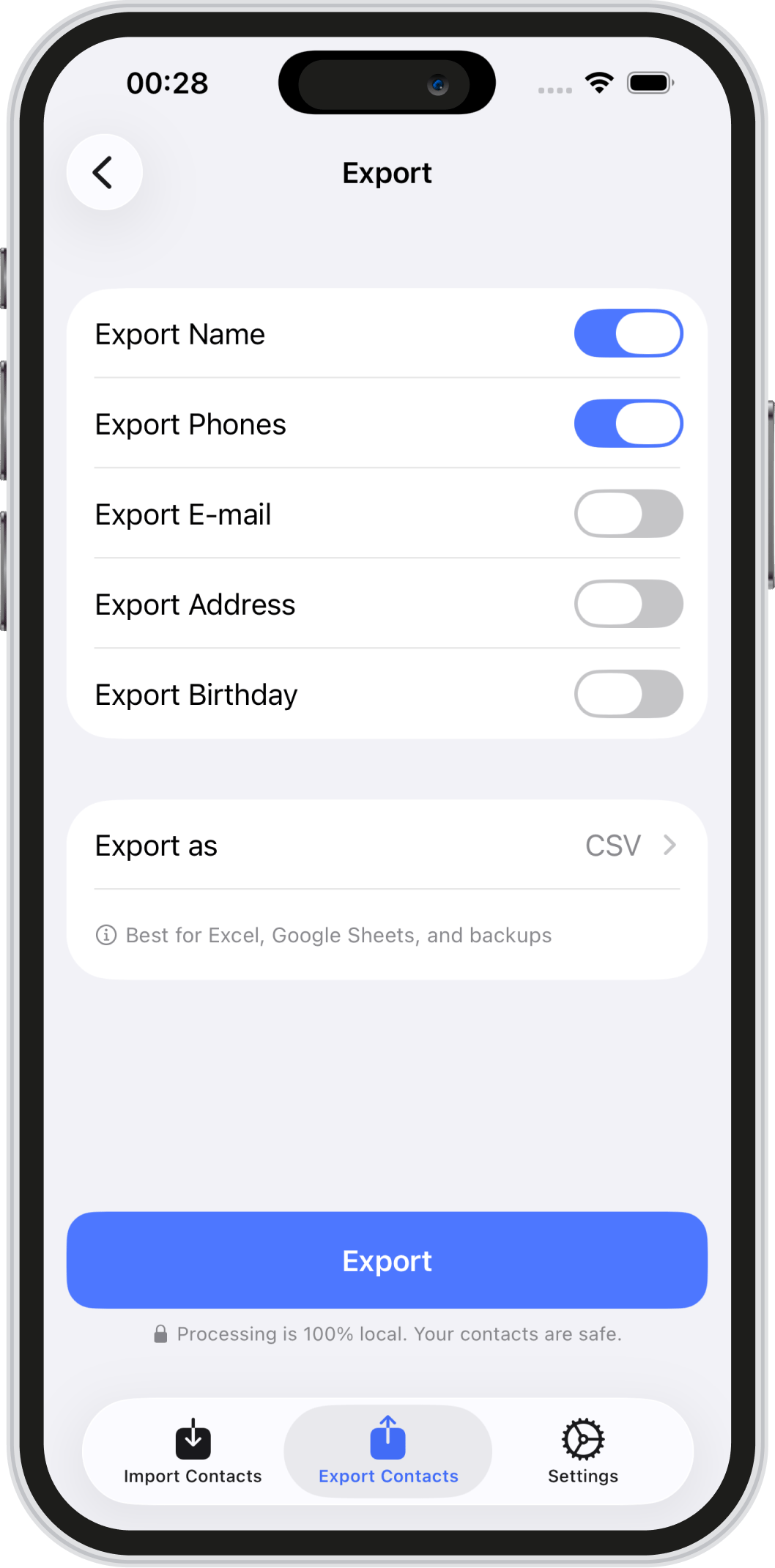 Contact Exporter preview 2